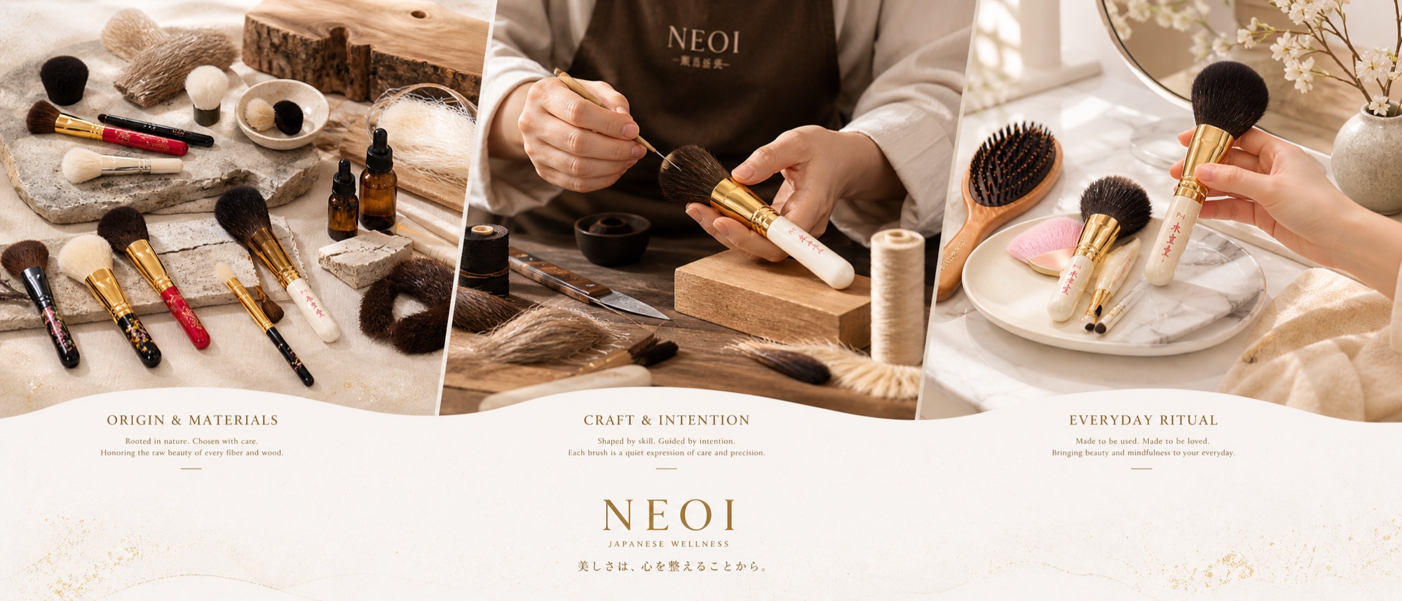 Neoi Hiroshima Kumano makeup brushes and Japanese beauty tools collection