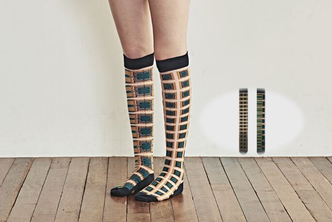 Patterned Sheer Knee-High Socks — Bold Mix, Japan product image