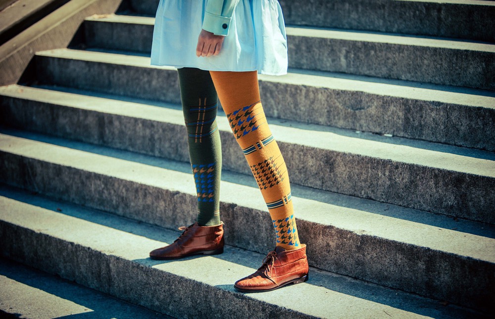 Geometric Tights — Moss & Mustard Pippi, Made in Japan product image
