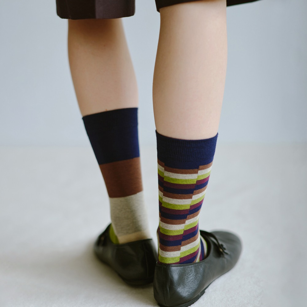 Striped Crew Socks — Dusk Tones, Made in Japan product image
