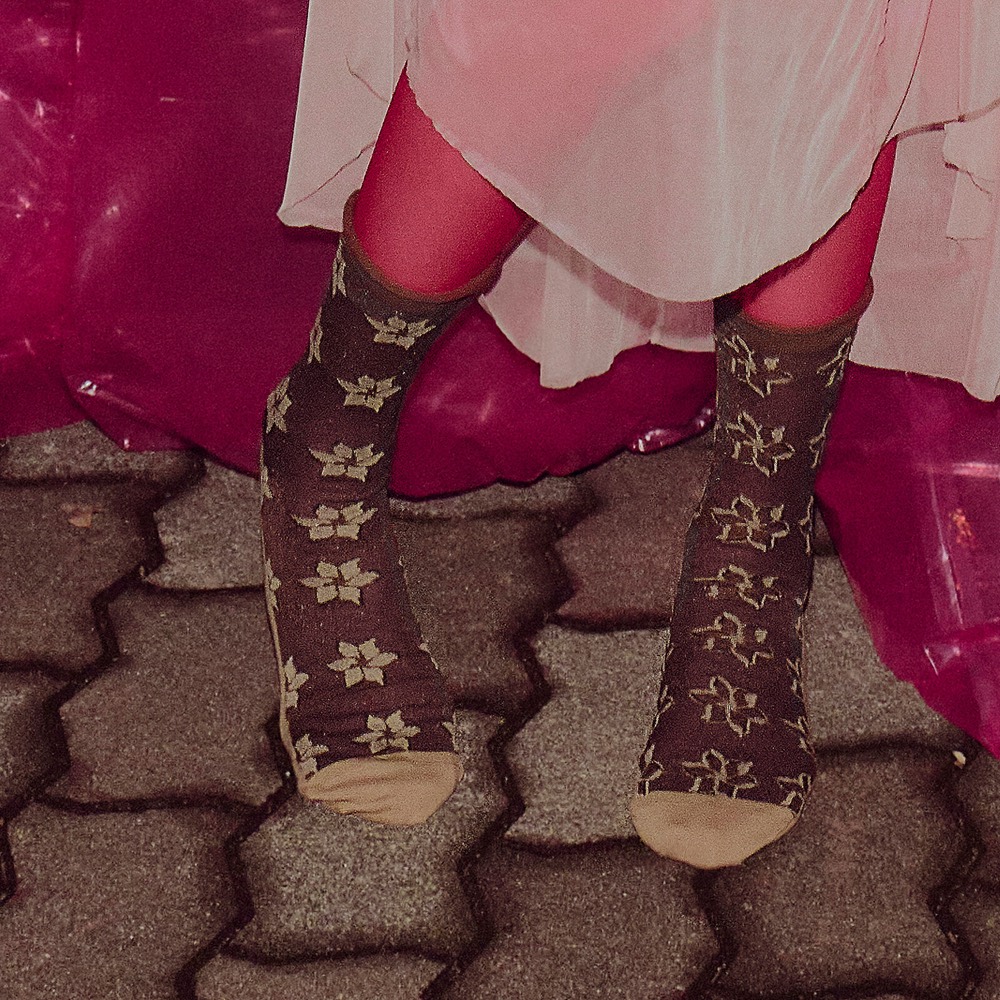 Glitter Crew Socks — Starlit Bloom, Made in Japan product image