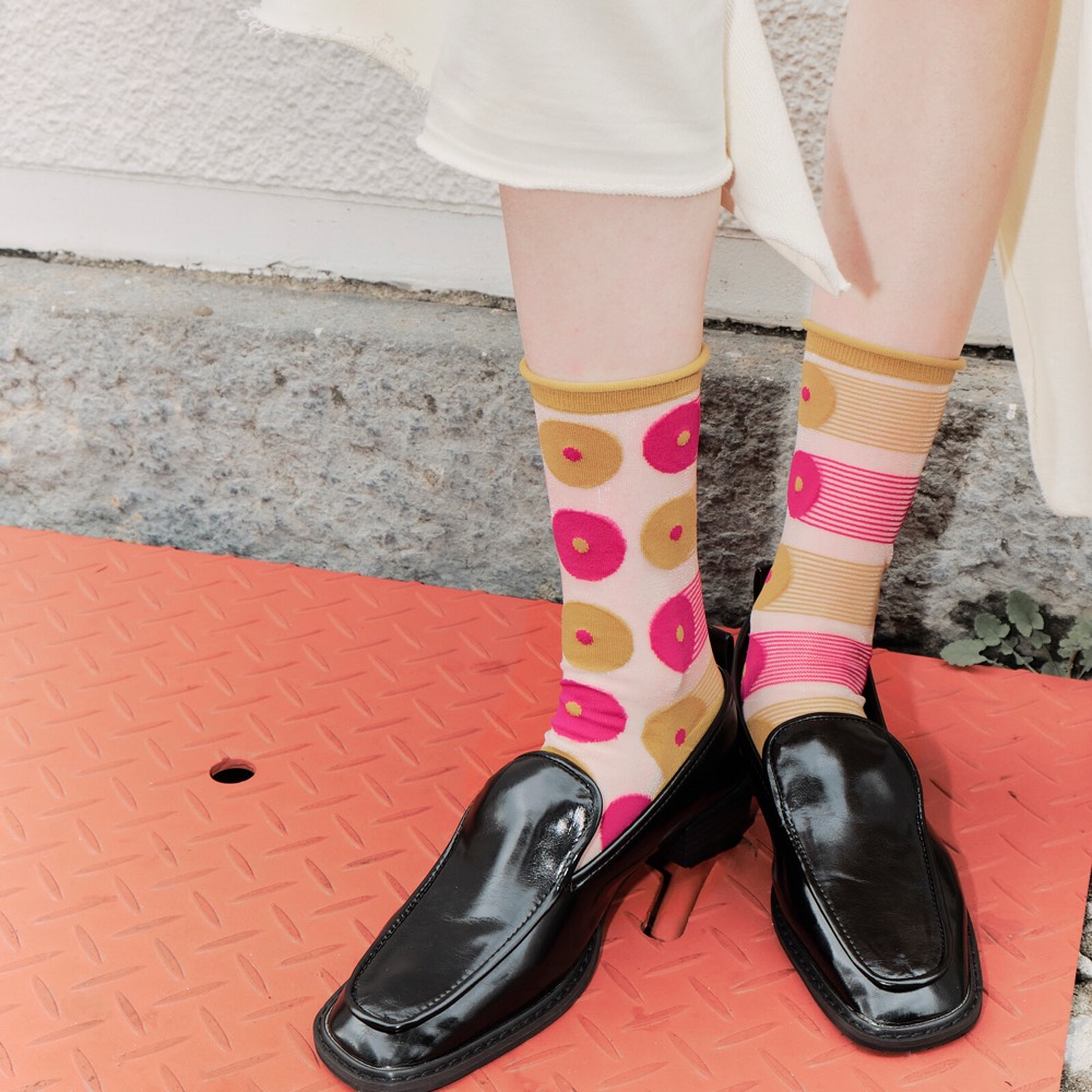Sheer Socks — Pink Sunlit Bubble, Made in Japan product image