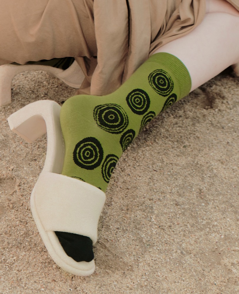 Patterned Crew Socks — Water Ripple, Made in Japan product image