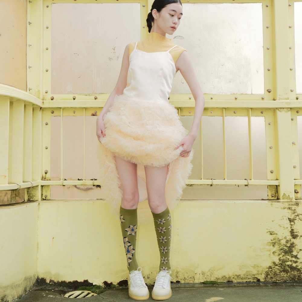 Floral Knee-High Socks — Breezy Bloom, Made in Japan product image